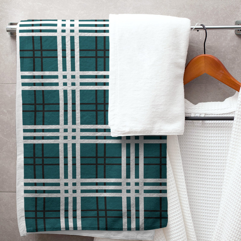 Bath Towel, Microfiber, Midnight Green/Black/White
