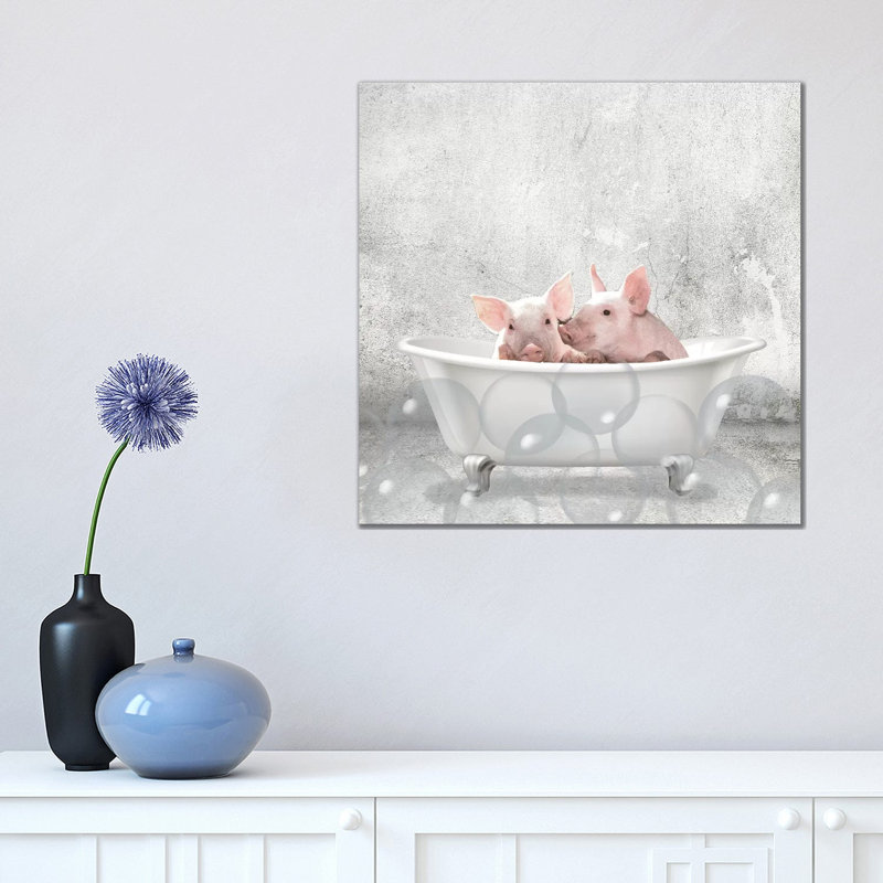 Baby Piglets Bath by Kimberly Allen - Wrapped Canvas Print, 45.72 cm H x 45.72 cm W x 1.91 cm D