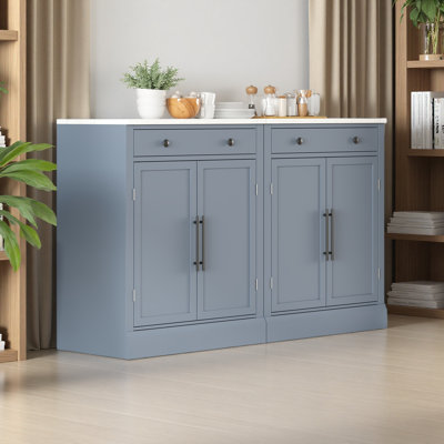 Garde-manger moderne autoportant, rangement pour nourriture buffet, armoire à café avec tiroir, 2 tablettes réglables et 2 tablettes de porte pour la salle à manger, la cuisine, ensemble de 2