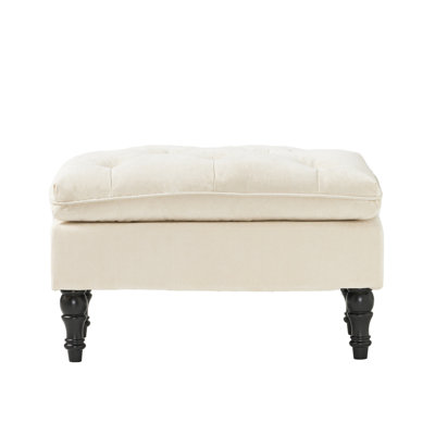 Cream Fabric With Delightful Button Tufting - Comfy Footstool 29.34in Sumptuous Pillow Top Indulges Living Room