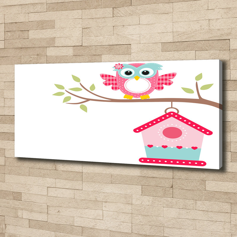 Owl on the branch 1 Piece Wrapped Canvas Wall Art