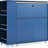 Modern Navy Kitchen Island With Adjustable Table, Power Socket Rolling Storage Led , Socket, Fluted Glass Doors,