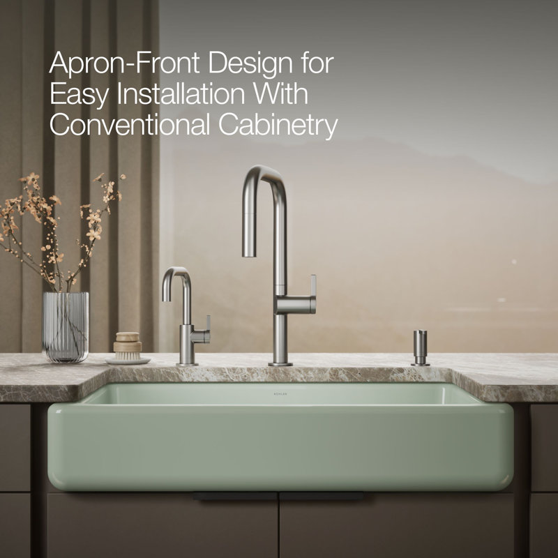 Whitehaven® Self-Trimming 36" L x 22" W Farmhouse Kitchen Sink, Aspen Green