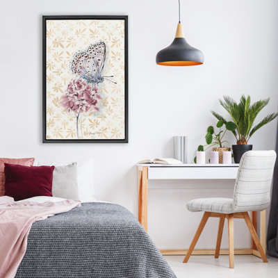 Butterfly & Flower over Pattern Floating Frame, design by Cady Driver