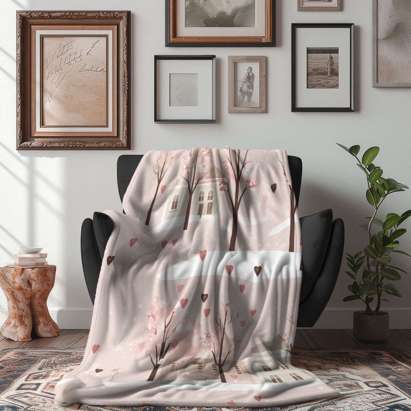 Pink Couple - Couverture sherpa de qualité supérieure 1 pièce, L 50 po x L 60 po