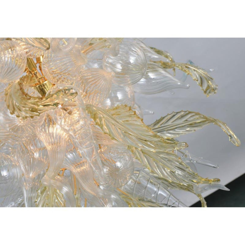 Lustre jaune sarcelle Alan Mizrahi, Transparent, 48" Wide x 30" Height, Chrome