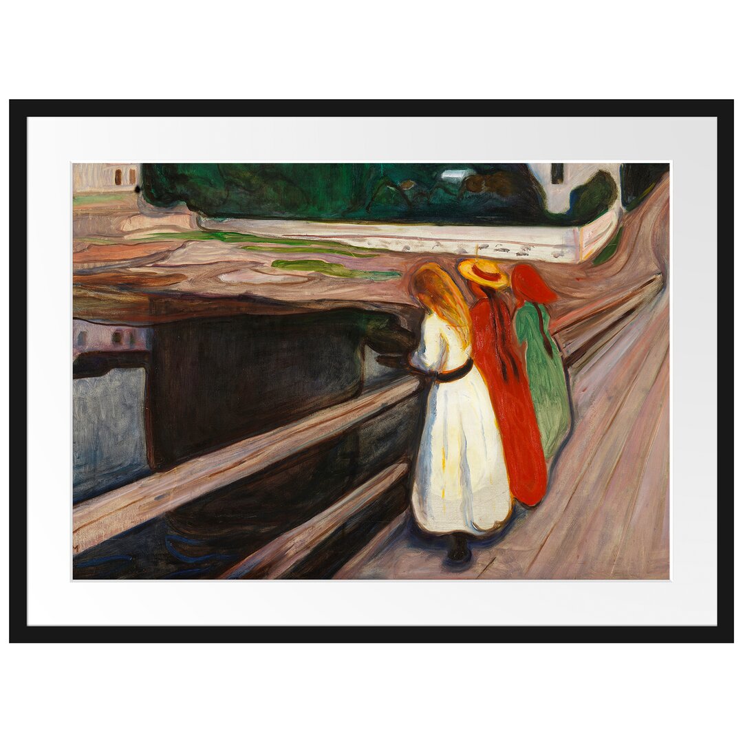 Gerahmter Kunstdruck Girl on the Bridge von Edvard Munch