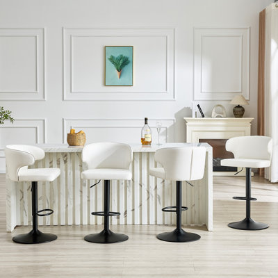 Modern Rotating Adjustable Bar Chair, PU Leather Belt Backrest Swivel Chair, Suitable For Kitchen Bar Counter And Dining Room, Adjustable Height