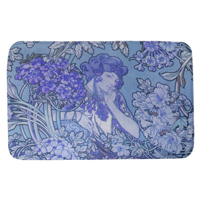 Tapis de bain femme entre les fleurs Alphonse Mucha