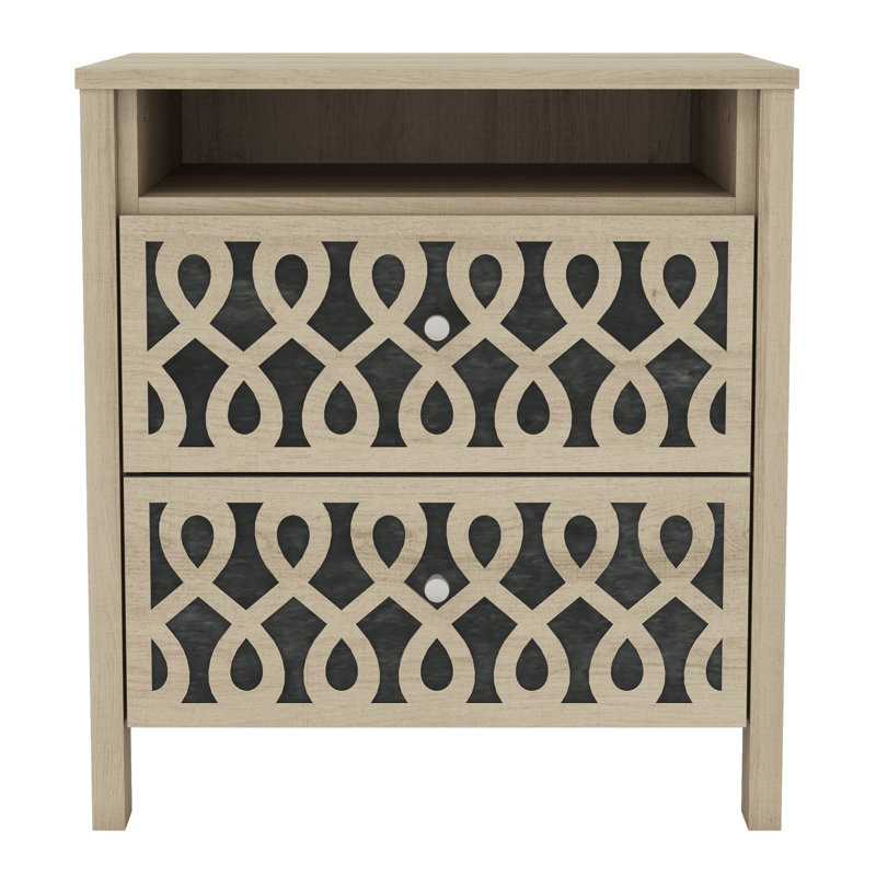 Table de chevet 2 tiroirs Allysyn Brandarius, Beige