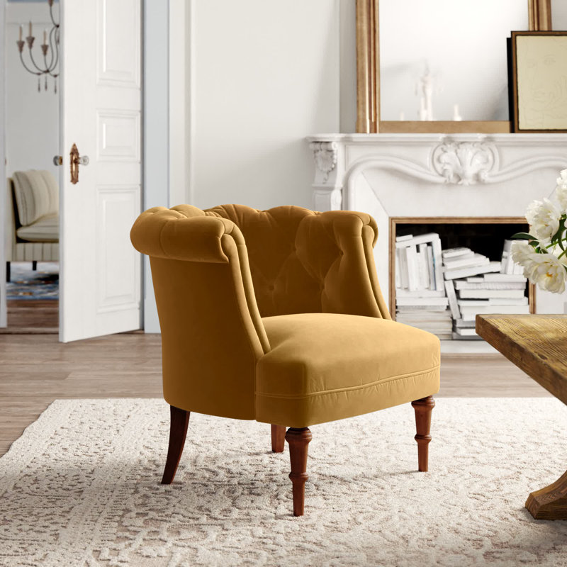 Assiya Upholstered Barrel Chair, Gold