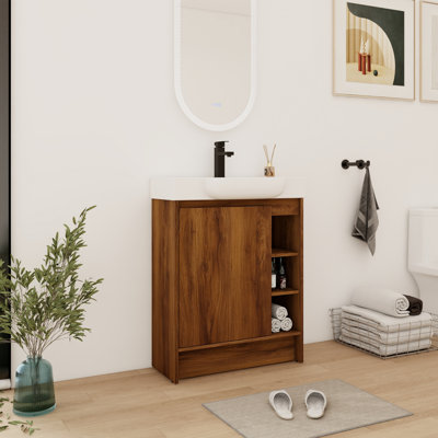 28'' Single Freestanding Bathroom Vanity With Ceramic Top
