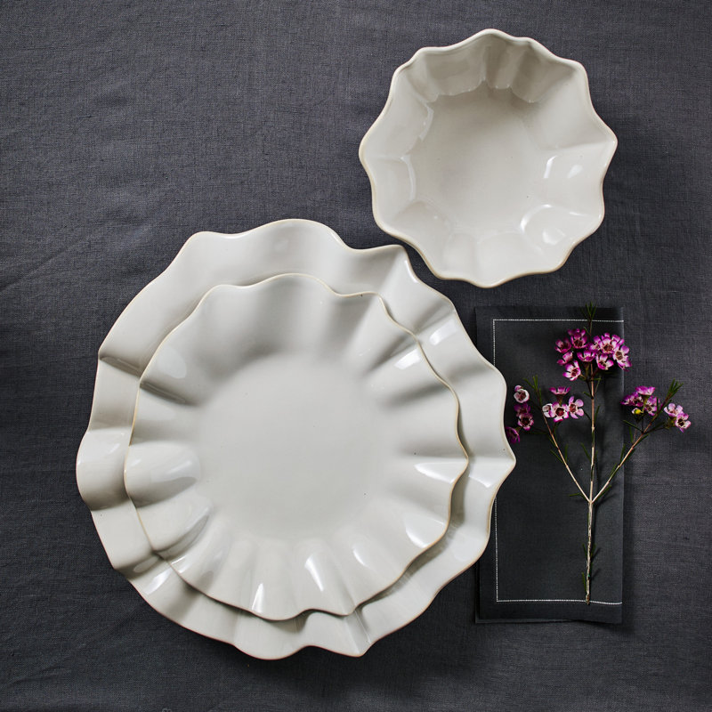 Lotus 12-Piece Dinnerware Set Stoneware