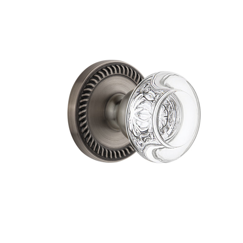 Grandeur Newport Rosette Privacy with Bordeaux Crystal Door Knob, Antique Pewter, 2 3/8"