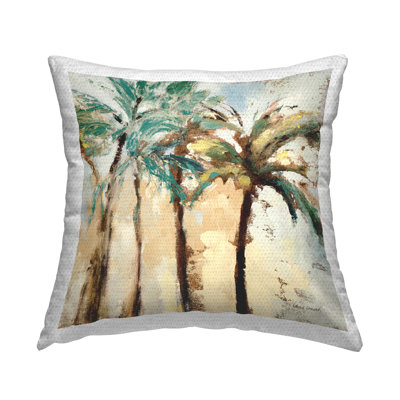 Rustic Brushed Palm Trees Printed Outdoor Throw Pillow Design by Lanie Loreth