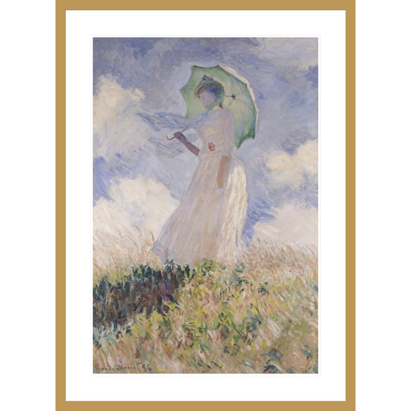 «Femme avec parasol tourné vers la gauche» par Claude Monet, impression giclée encadrée, H 41,5 po x l 30,28 po