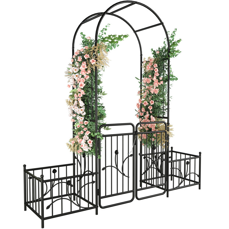 79.5 W x 19.7 D Iron Arbor with Gate and in Black