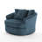Ultra Plush Faux Rabbit Fur Oversized Swivel Barrel Chair with Three Pillows-1093111236