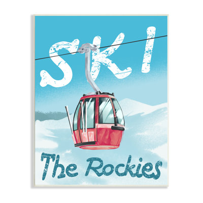 Ski Trolly The Rocky Mountains Winter Blue Grey Farmhouse, surdimensionné, estampe numérique sur toile, art texturé par Ziwei