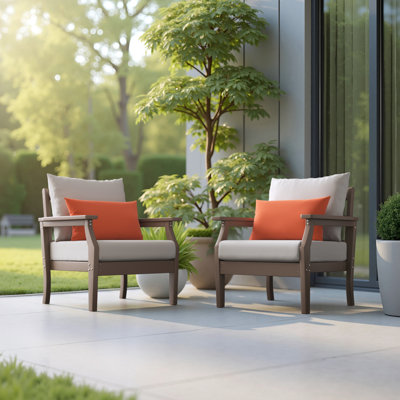 Chaises club 2 pièces en PEHD Sunbrella d'extérieur Ponce - brun clair / corail moulé Ponce
