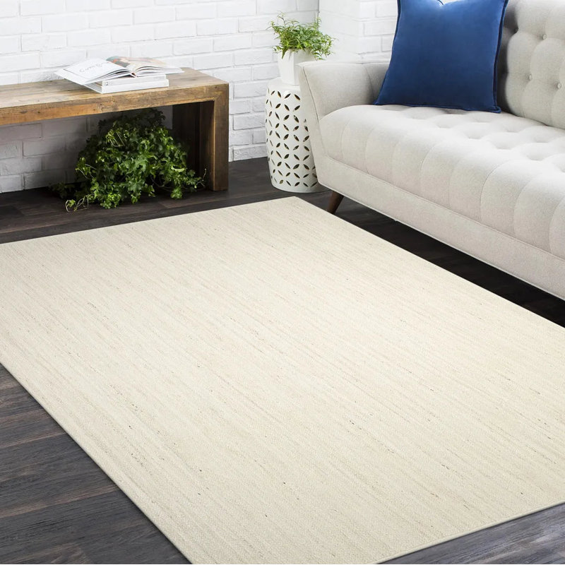 Flatweave Tencel Geometric Area Rug, Rectangle 6' x 9', Beige