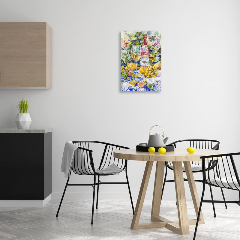  Art mural sur toile Grape Vines Wine Glass par LSR Design Studio, H 24 po x l 16 po