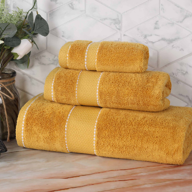 Niles 3 Piece Egyptian Giza Cotton Towel Set, Gold