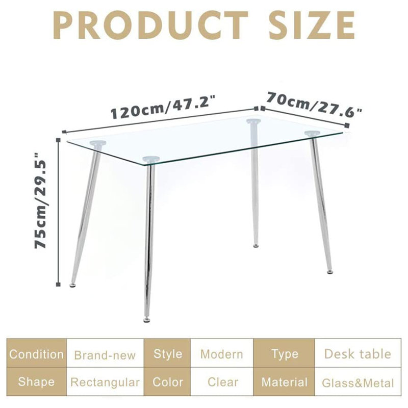Willene Glass Top Metal Base Dining Table