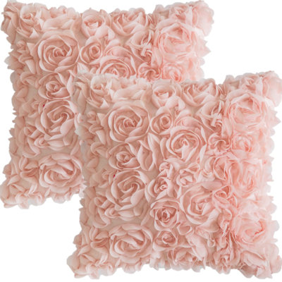 3D Chiffon Rose Pattern Throw Pillow