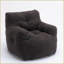 Fauteuil à billes en tissu moelleux doux avec dossier en mousse à mémoire de forme ergonomique gris foncé | Ours en peluche