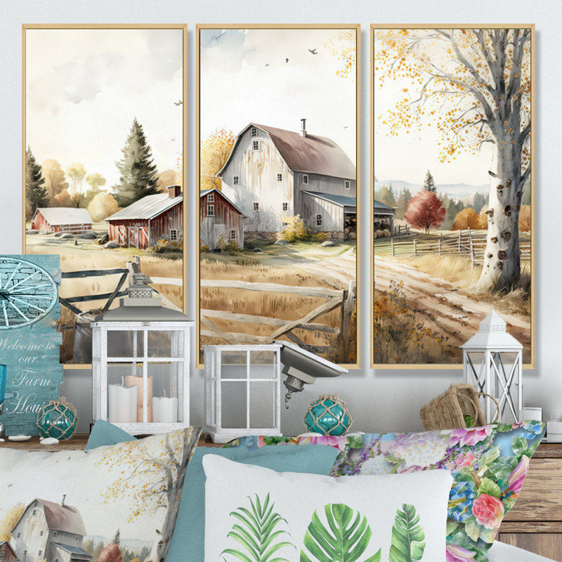 Azaiah - 3 pièces sur toile, H 28 po x l 36 po, Cadre flottant en érable