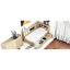 Lit de jour simple de couleur bois avec deux tiroirs de rangement, connexions et armoires de taille choix pratiques - construction-1386981779
