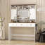 Coiffeuse Farmhouse avec miroir lumineux et rangement