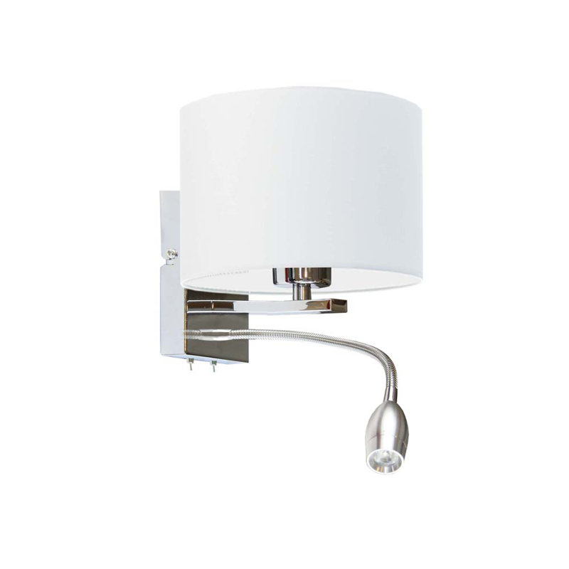 Audreigh Steel LED Armed Sconce, Chrome, White