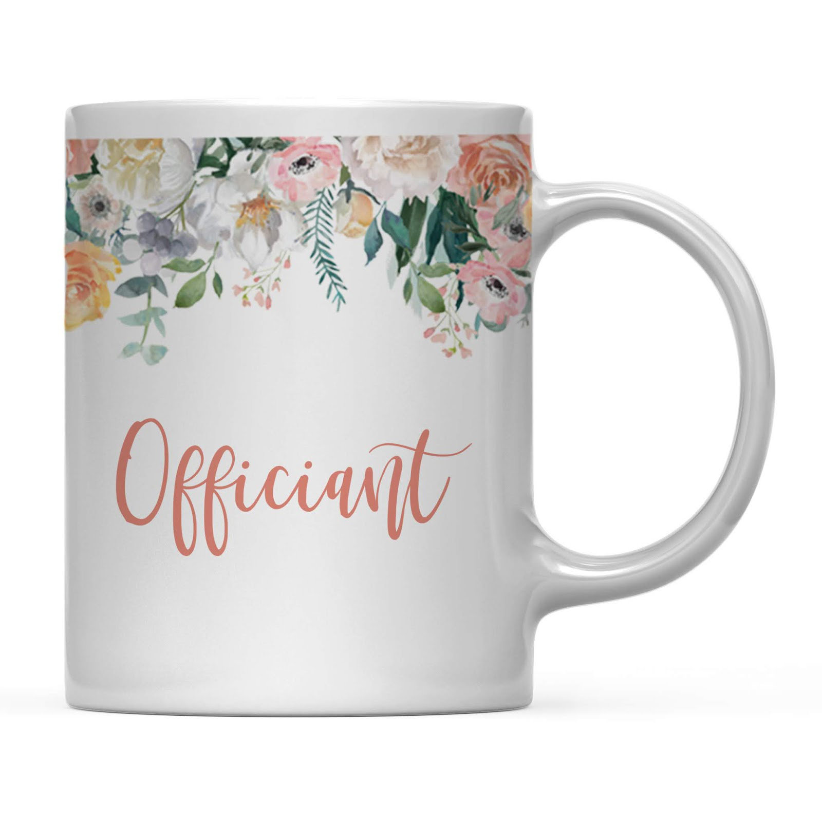 East Urban Home Wedding Coffee Mug Gift, Peach Flowers Florals Roses,  Officiant, 1-Pack, Birthday Christmas Thank You Gift For Her | Wayfair, image size:1600x1600