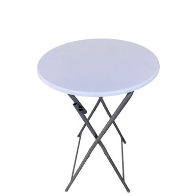 Deux tables de cocktail pliantes - aspect élégant, planche de qualité portante robuste, pieds amovibles, fonction de verrouillage automatique, acier et caoutchouc antidérapants blancs, table de bar de 19,68 po de largeur