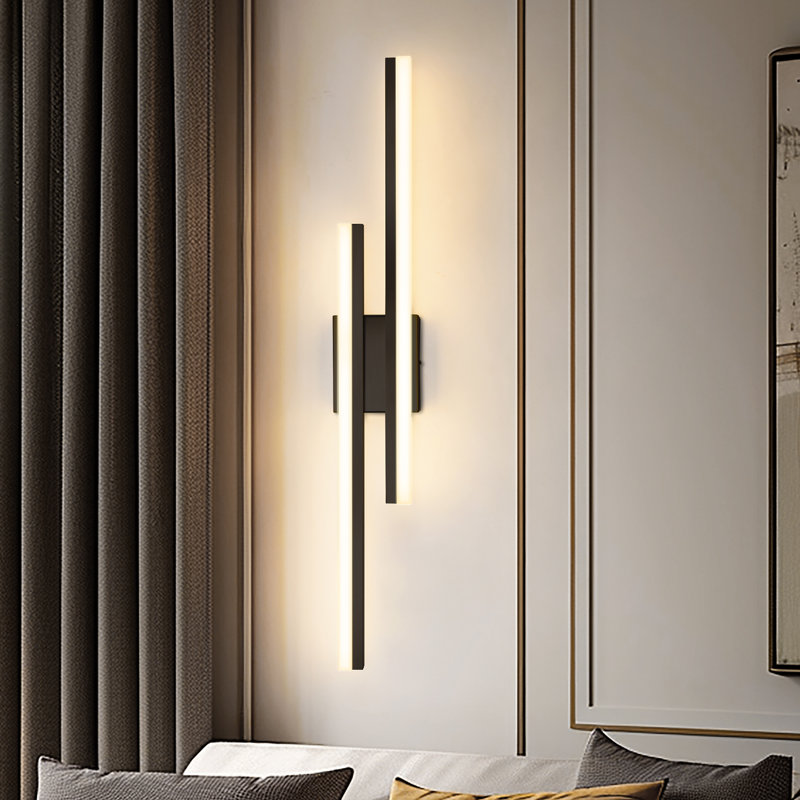 2-Light Minimalist LED Wall Sconce With Frosted Acrylic Shade, Modern Wall Light For Bedroom, Living Room, Matte Black
