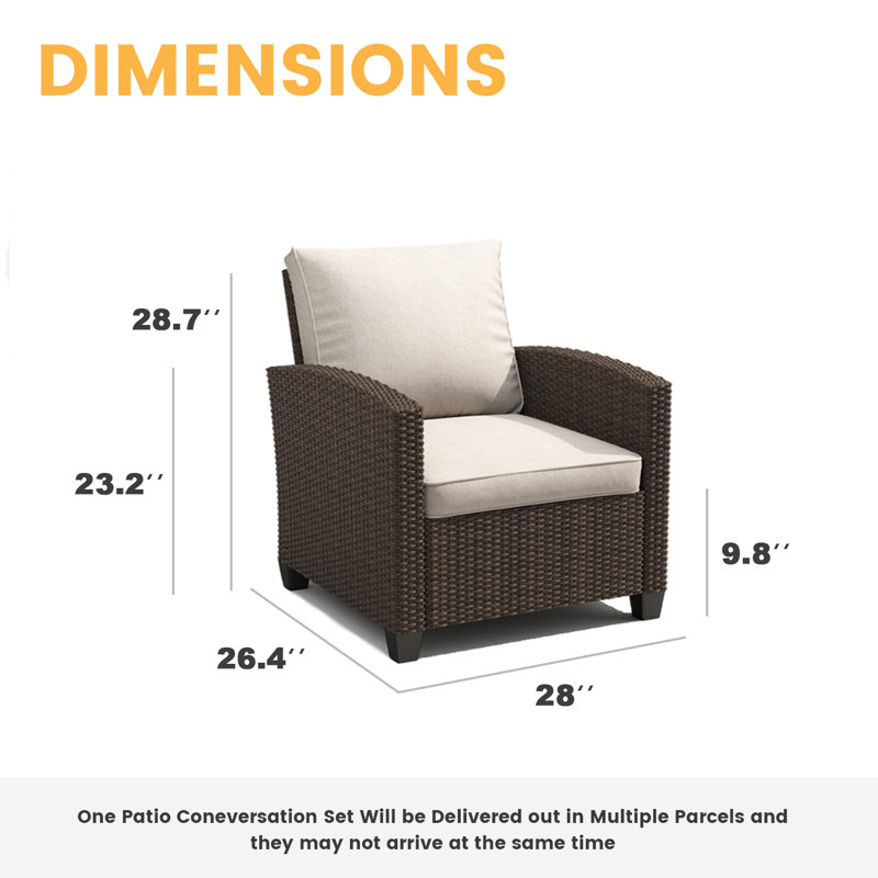 Patio Wicker Sofa Chair with Cushions , Sand