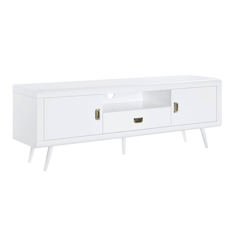 Meuble télé rectangulaire blanc brillant Pagan