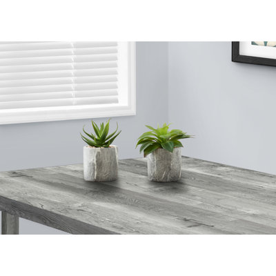 Artificial Plant, 6" Tall, Succulent, Indoor, Faux, Fake, Table, Greenery, Potted, Set Of 2, Decorative, Green Leaves, Grey Cement Pots
