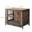 Et cage en métal pour chien avec portes doubles à coussin souple, brun rustique, moyen / petit chenil 32,8 po - plateau de fabrication amovible, brun pour chiens de taille moyenne-1346143449