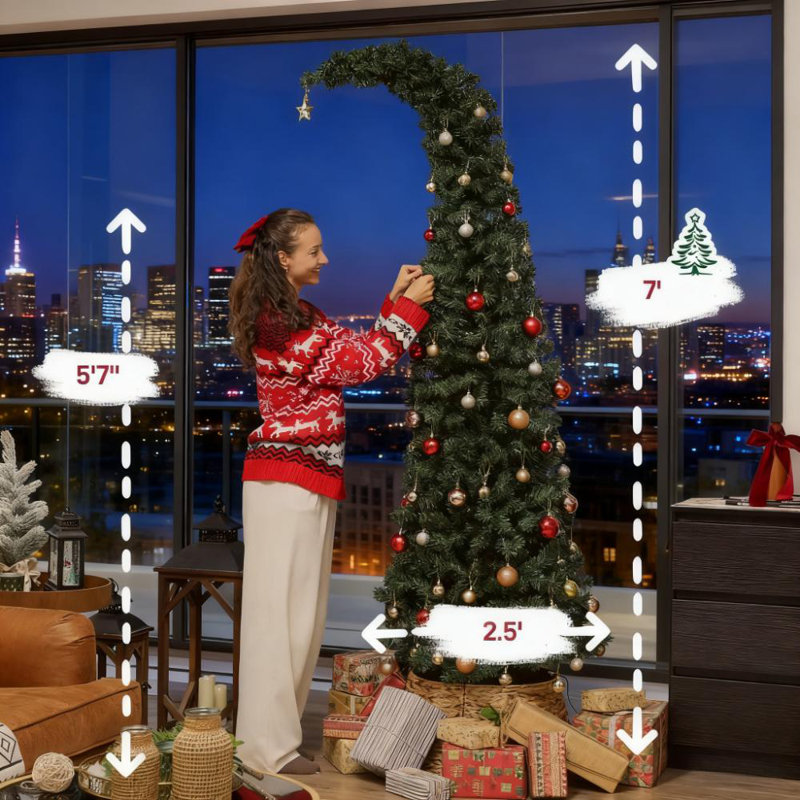 Arbre de Noël 7 pi avec support en métal et DEL