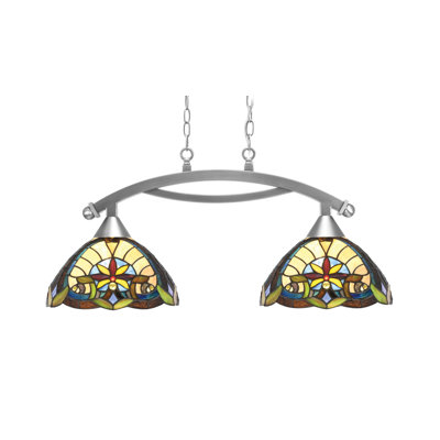 Luminaire pour îlot 2 lumières Bow avec verre d'art 12 "