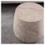 Table basse d'appoint ronde en forme de tambour, finition beige/jaune, en imitation travertin MgO, pour une utilisation intérieure et extérieure couverte.
