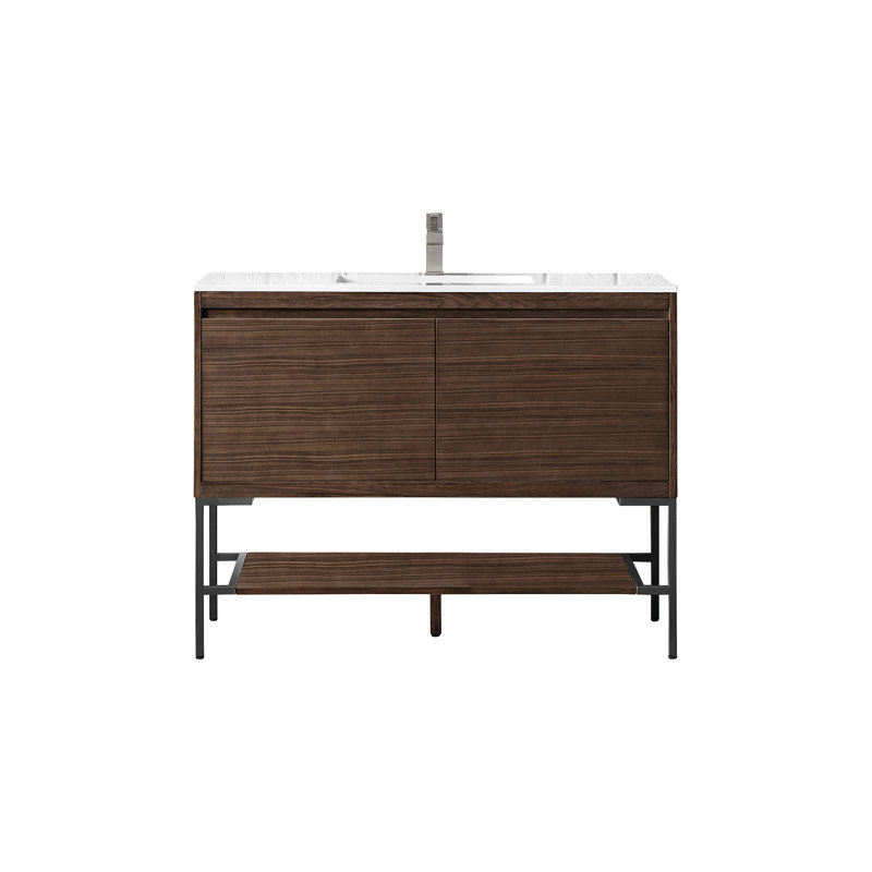 Mantova 47.25'' W Single Vanity, Glossy White/Champagne Brass, Glossy White