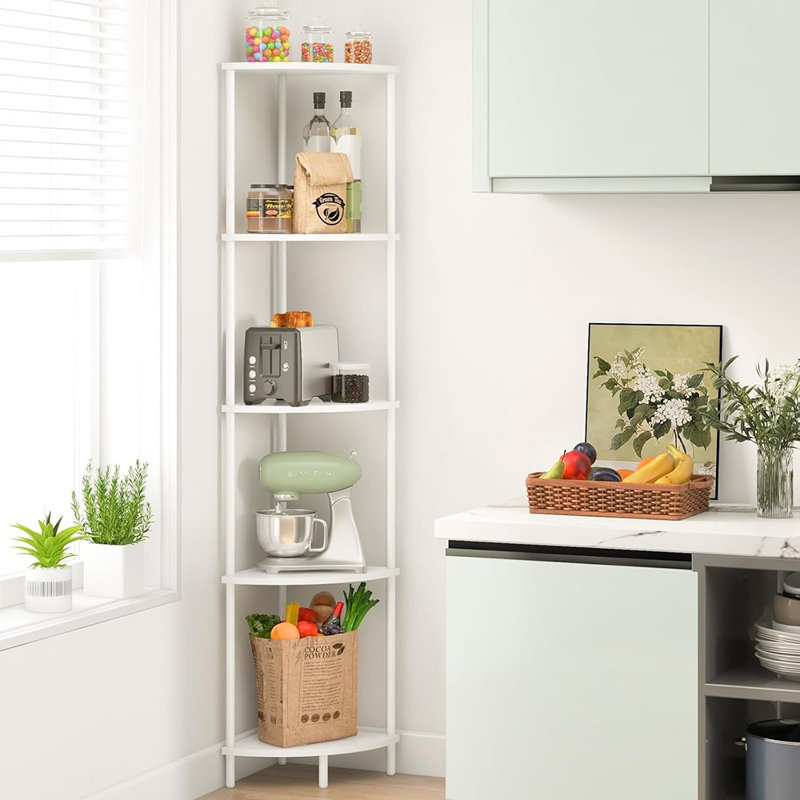 Blanc, bibliothèque à 5 niveaux, étagère ouverte pour salon, chambre à coucher, bureau à domicile