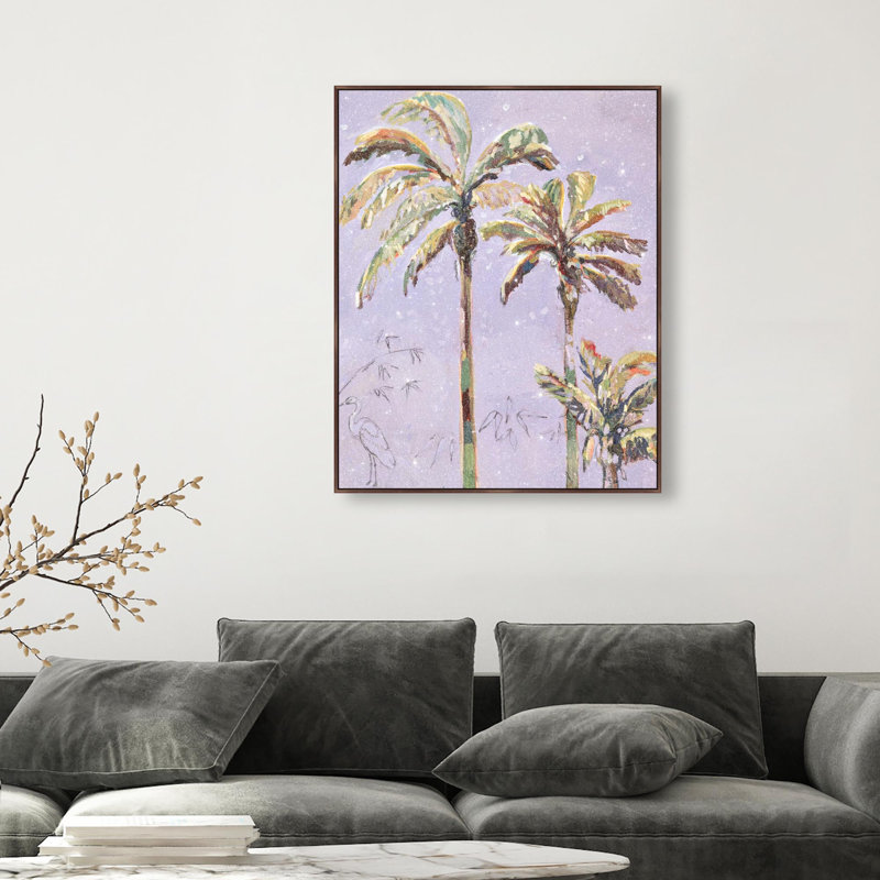 Oliver Gal Michaela Nessim - Inevitable Joy Sunrise I Floral and Botanical - Diamond Dust Framed Canvas Art, Brown
