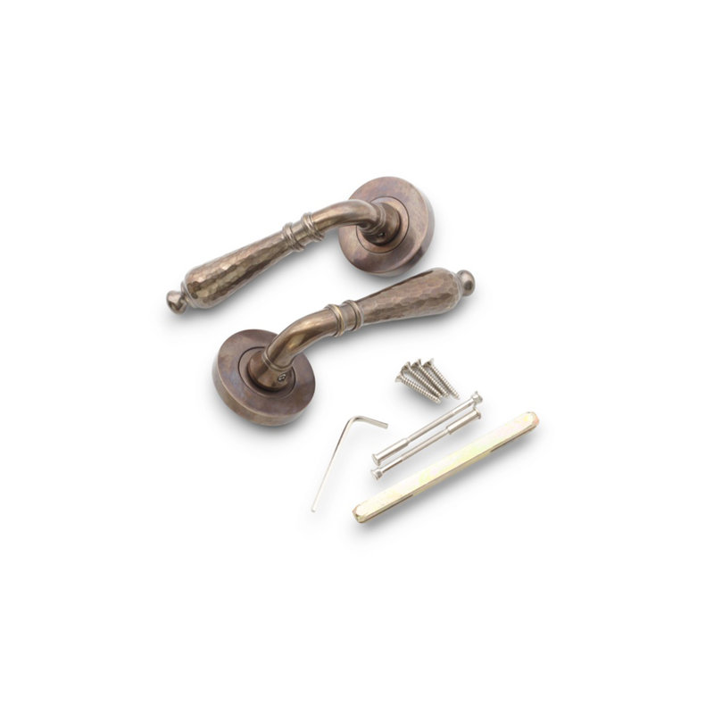 Hammered Hazel Lever on Rose Antique