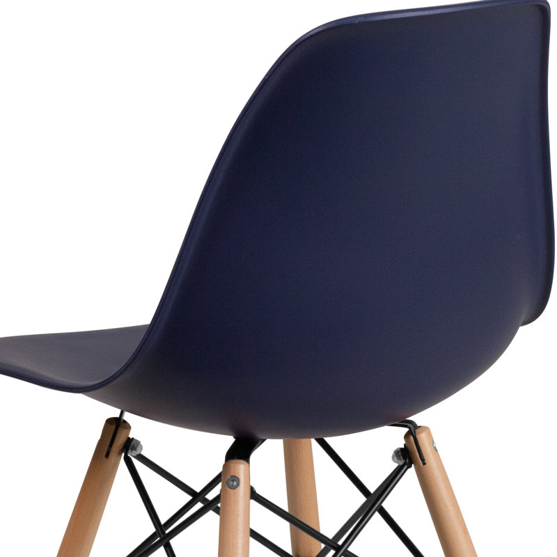 Averna Modern Side Chair with Wood Legs, Navy