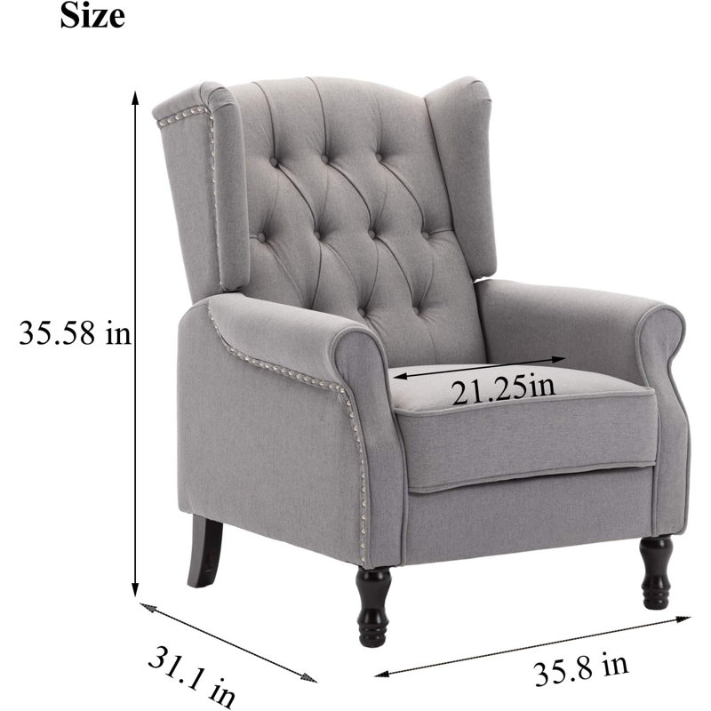 Crister Upholstered Wingback Chair, Gray Linen